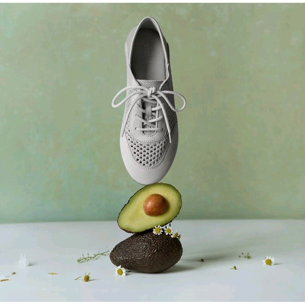 VIVAIA Yara Light Gray Mesh Round Toe Knit Lace-Up Sneakers EU 37.5 US 7
